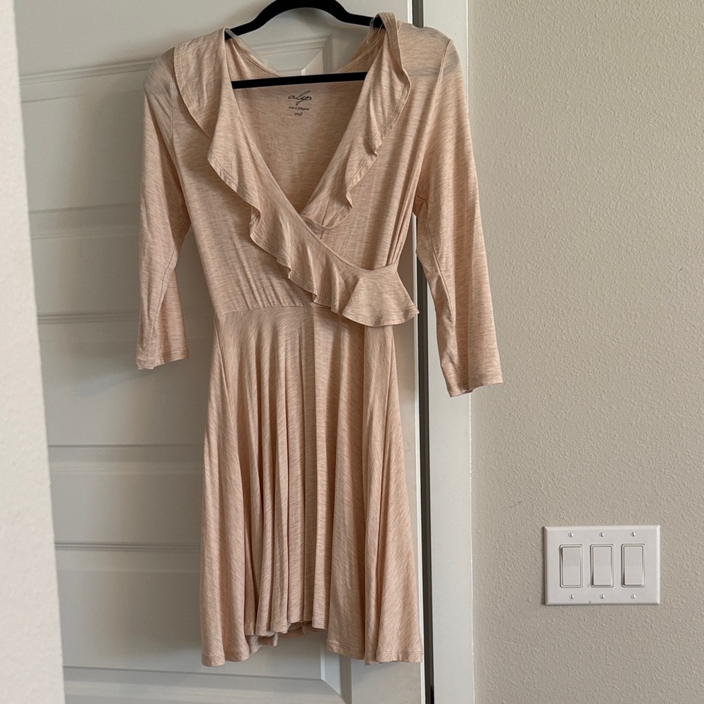 Alya Cream Long Sleeve Ruffle Dress